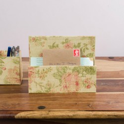 Letter Rack & Pen Pot - Antique Gold