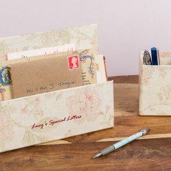 Letter Rack & Pen Pot - Antique Pink