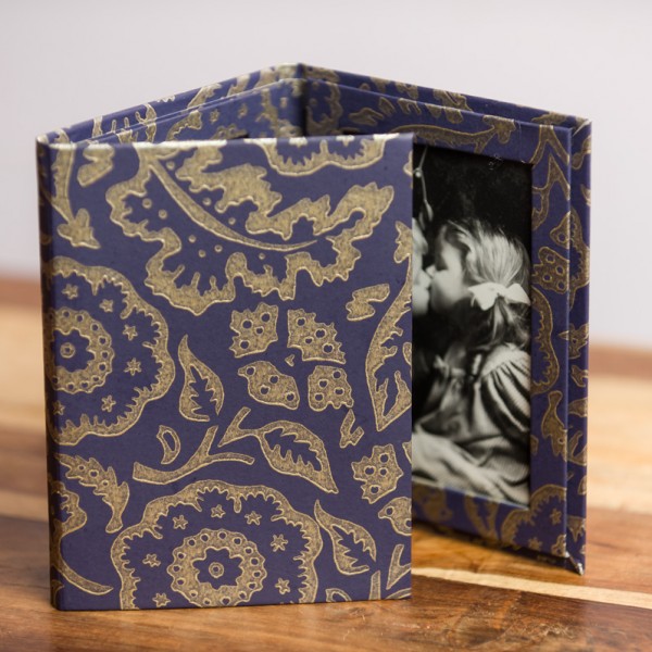 Photo Wallet Large - Floral Damask Purple and Gold