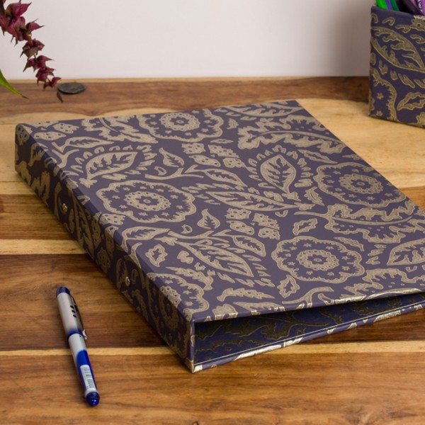 Ring Binder - Floral Damask Purple and Gold