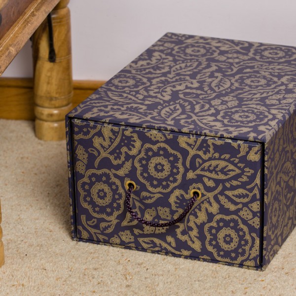 Storage Drawer - Floral Damask Purple and Gold