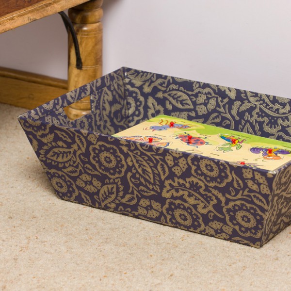 Laundry Trug - Floral Damask Purple and Gold